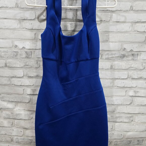 Guess Women Blue Dress Party Tank with High Neck Wrap Size 0‎ - Picture 2 of 6